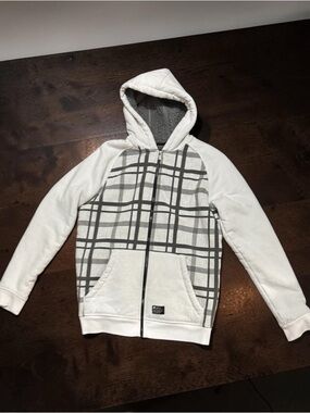Matix Light Gray Zip-Up Hoodie with Black Trim
